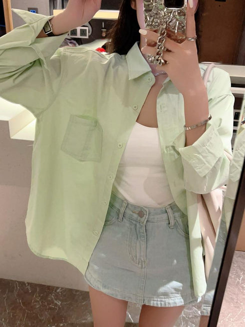 WANWAN Collar Down Long Sleeves Shirts